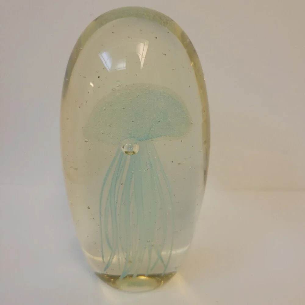 Vintage Paperweight Hand Blown Jellyfish Art Glass Paperweight